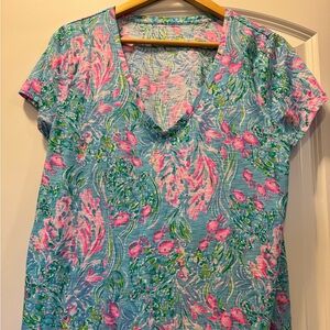 Pink fish Etta V Neck Top